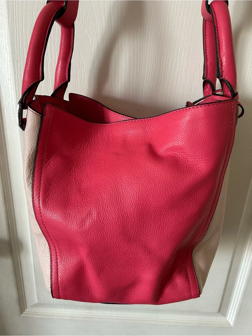 Heather's Closet Convertible Two Tone Pink Bucket Flower Pebbled Shoulder Bag
